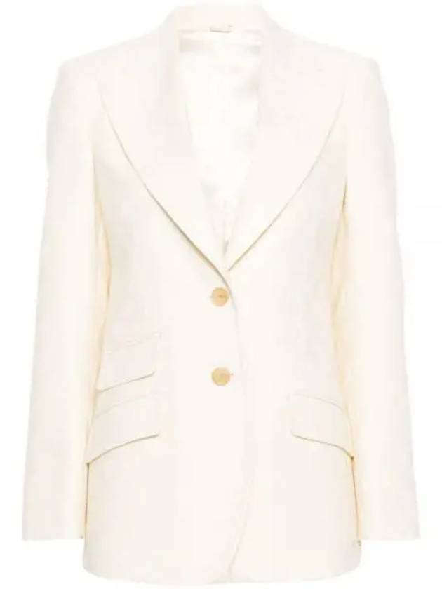 Wool Single-Breasted Blazer Jacket Ivory - GUCCI - BALAAN 2