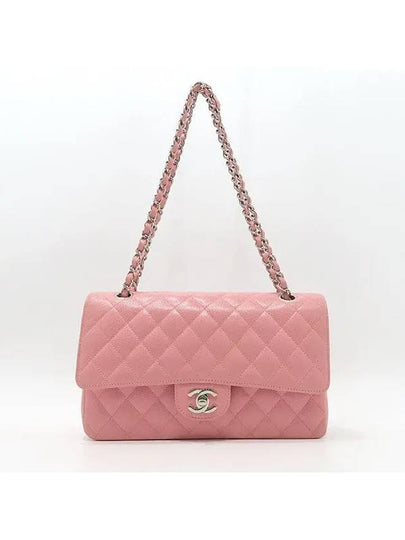 A01112 Caviar skin pink color classic medium M size silver logo chain flap shoulder bag - CHANEL - BALAAN 2