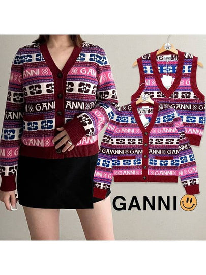 Women s graphic logo cardigan multi K2122 - GANNI - BALAAN 2