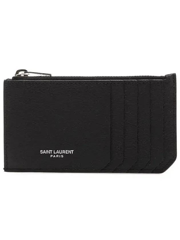 Fragment Zipper Card Wallet Black - SAINT LAURENT - BALAAN 1