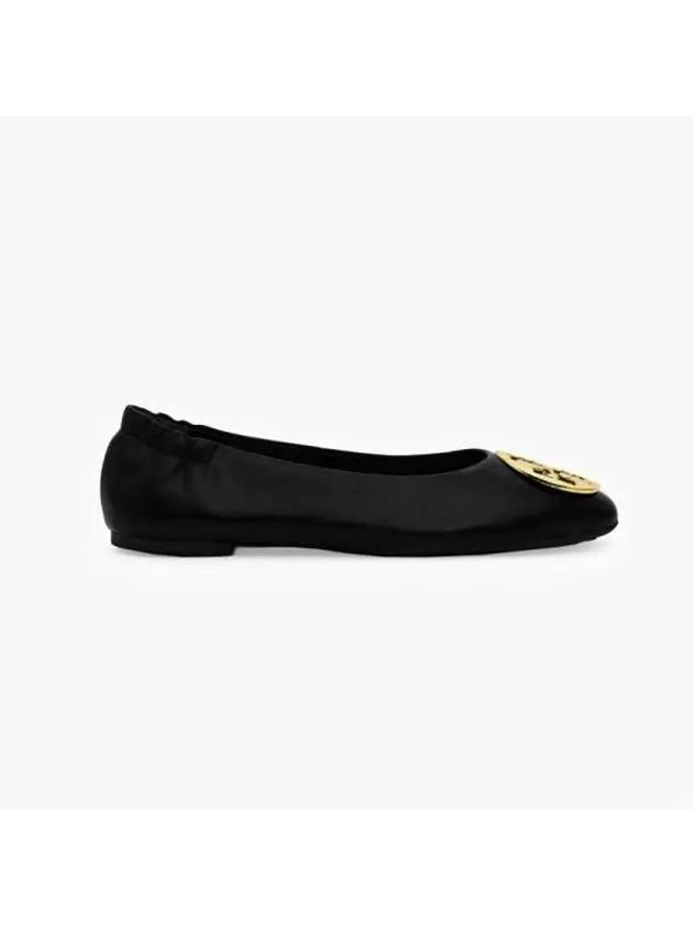 Logo Leather Ballerina Flat Black - TORY BURCH - BALAAN 3