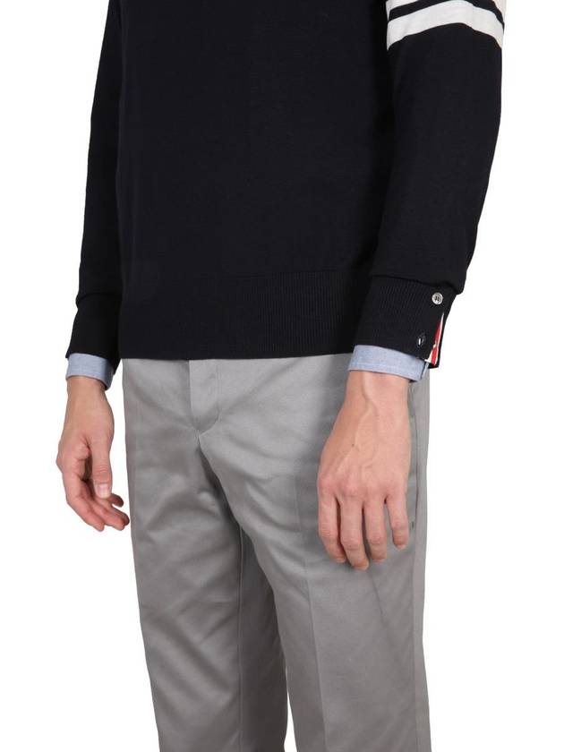 4 Bar Armband Classic Merino Wool Knit Top Navy - THOM BROWNE - BALAAN 9