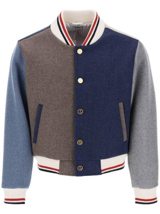 RWB Trim Color Block Button-Up Bomber Jacket - THOM BROWNE - BALAAN 1