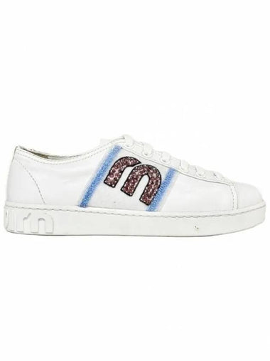 Logo Low Top Sneakers White - MIU MIU - BALAAN 1