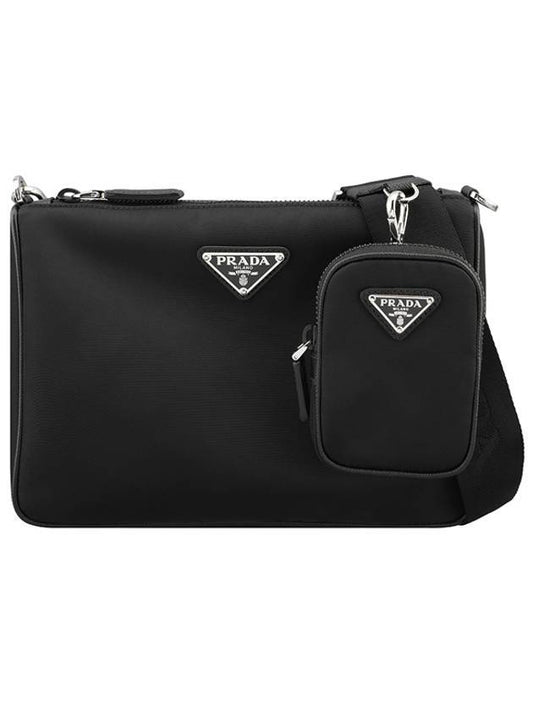 Re Nylon and Saffiano Leather Crossbody Bag Black - PRADA - BALAAN 1