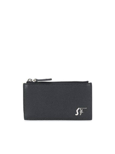 Metal Logo Zipper Card Wallet Black - SALVATORE FERRAGAMO - BALAAN 1