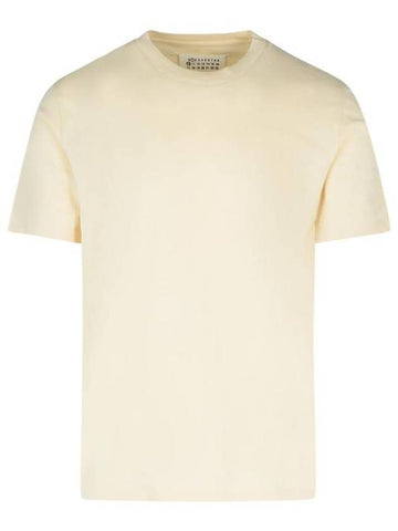 Crew Neck Cotton Short Sleeve T-Shirt Ecru - MAISON MARGIELA - BALAAN 1