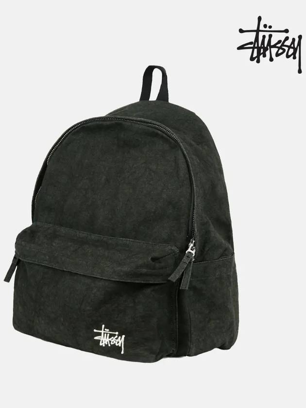 Canvas Backpack Washed Student Unisex Black - STUSSY - BALAAN 3