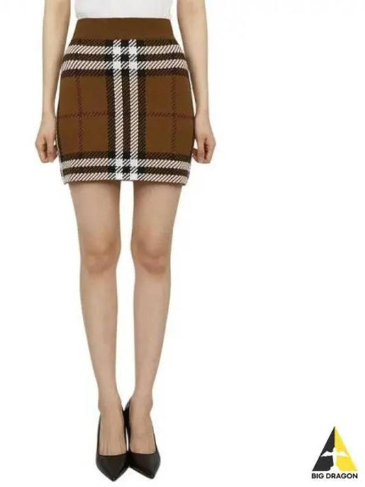 Liaocheng Check Jacquard Mini Pencil Skirt Brown - BURBERRY - BALAAN 2