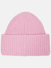 Face Patch Ribbed Wool Beanie Bubble Pink - ACNE STUDIOS - BALAAN 6