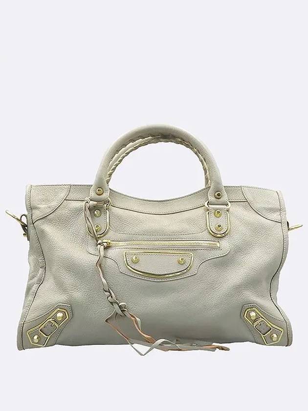 390154 Gray color leather edge motor city tote bag shoulder strap auxiliary mirror - BALENCIAGA - BALAAN 2