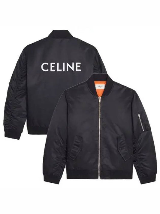 Back logo pocket nylon bomber jacket black men's jacket 889O 2W426 38NO - CELINE - BALAAN 1