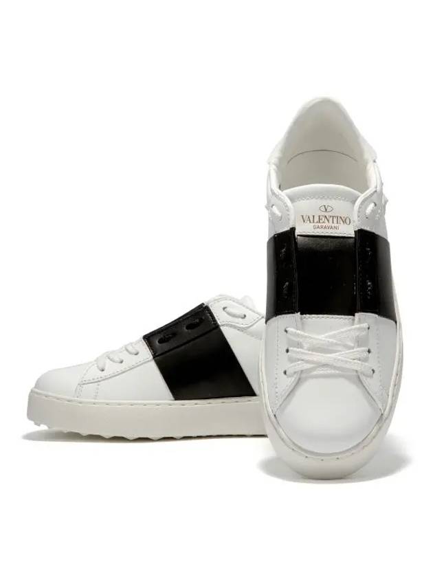 Hidden Open Stud Low Top Sneakers Black White - VALENTINO - BALAAN 5