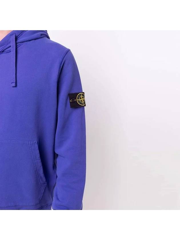 Wappen Patch Brushed Cotton Fleece Hoodie Blue - STONE ISLAND - BALAAN 5