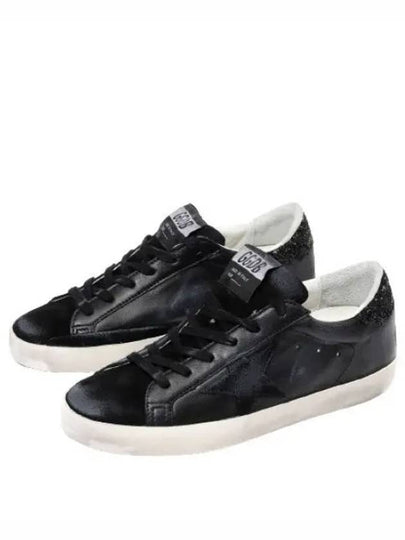 Superstar Glitter Tab Leather Low Top Sneakers Black - GOLDEN GOOSE - BALAAN 2