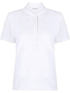 Women's Button Closure Cotton Short Sleeve Polo Shirt Optical White - MONCLER - BALAAN 1