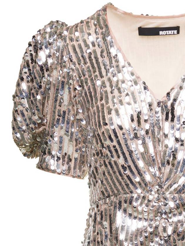 'Sierina' Silver-Tone Midi Dress With All-Over Sequins Woman Rotate - ROTATE - BALAAN 3