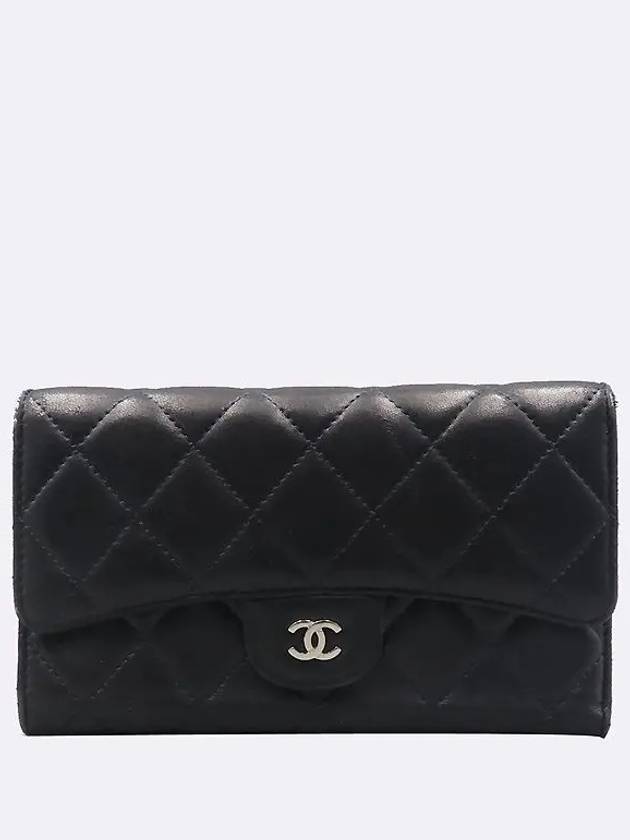 A31506 Navy color lambskin timeless quilting COCO logo classic flap long wallet - CHANEL - BALAAN 2