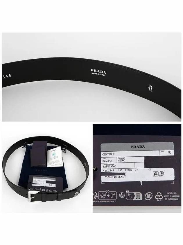 Saffiano Leather Belt Black - PRADA - BALAAN 6