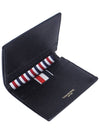 Pebble Grained Leather Double Card Wallet Black - THOM BROWNE - BALAAN 2