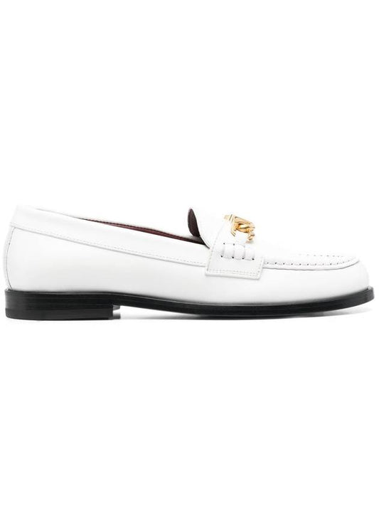 V logo chain loafers white gold - VALENTINO - BALAAN.