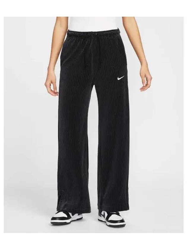 Sportswear Velor High Waist Wide Leg Track Pants Black - NIKE - BALAAN 2