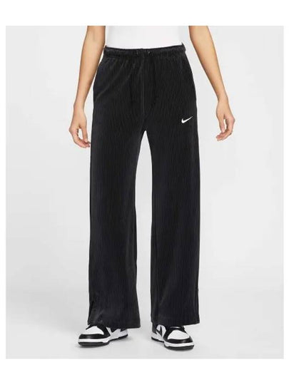 Sportswear Velor High Waist Wide Leg Track Pants Black - NIKE - BALAAN 2