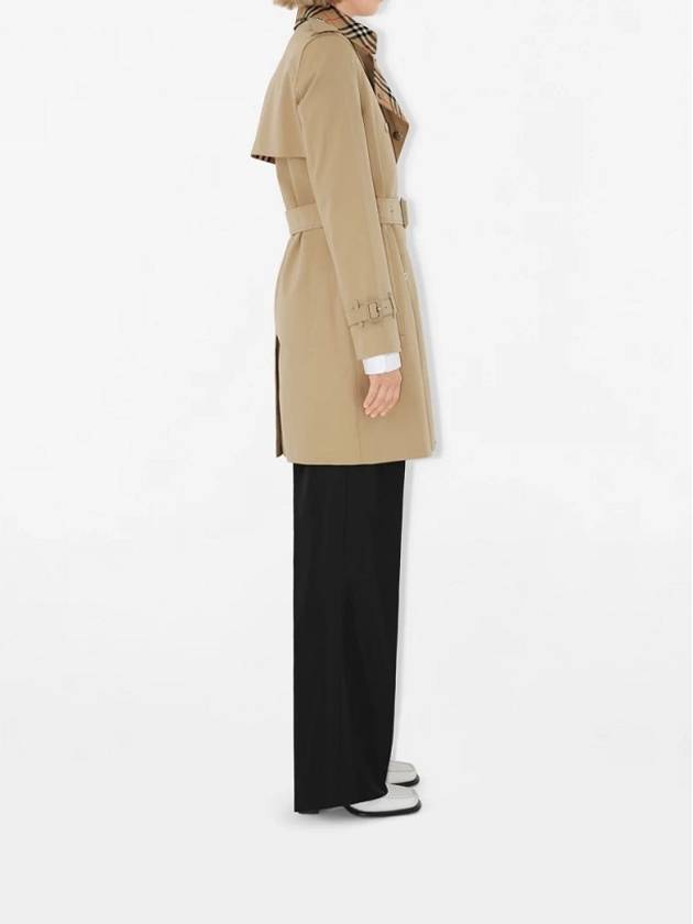 Check Trim Gabardine Trench Coat Honey - BURBERRY - BALAAN 4