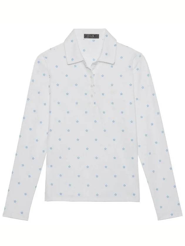 Women's Star Print Long Sleeve Pk Shirt White - G/FORE - BALAAN 2