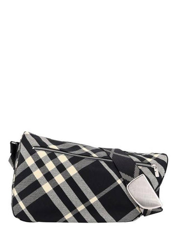 Shield Check Large Messenger Bag Black - BURBERRY - BALAAN 1