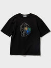 Face flower embroidery short sleeve t shirt black - FFEFF STUDIO - BALAAN 2