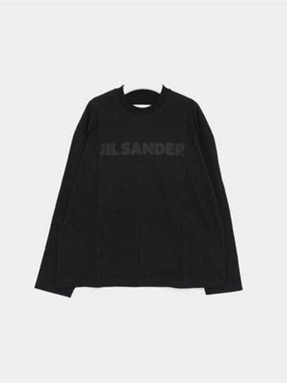 Logo Print Cotton Long Sleeve T-Shirt Black - JIL SANDER - BALAAN 2