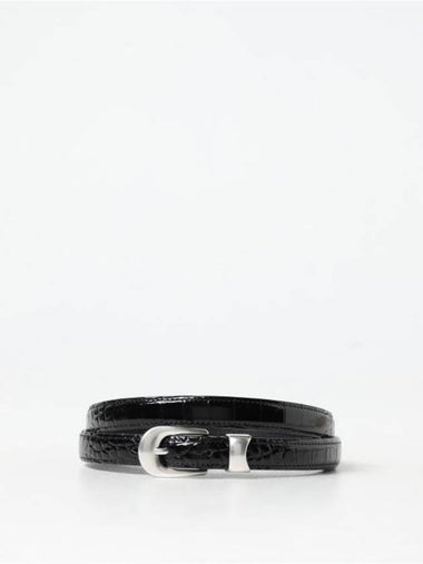 Licorice Croc Bull Hide Leather Belt Black - OUR LEGACY - BALAAN 1