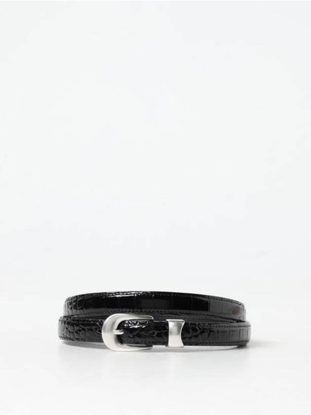 Licorice Croc Bull Hide Leather Belt Black - OUR LEGACY - BALAAN 1