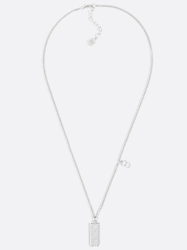 Cannage Plate Pendant Necklace Silver - DIOR - BALAAN 1