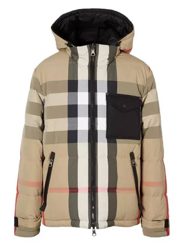 Reversible Recycled Nylon Redown Puffer Padded Archive Beige Black - BURBERRY - BALAAN.