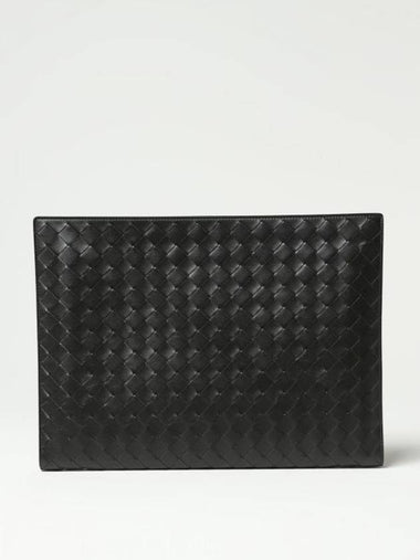 Intrecciato Zipper Leather Clutch Bag Black - BOTTEGA VENETA - BALAAN 1