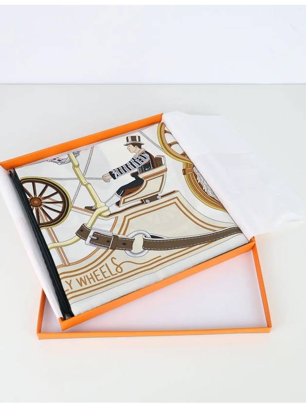 Stately Wheels Silk Scarf 90 Blanc - HERMES - BALAAN 4