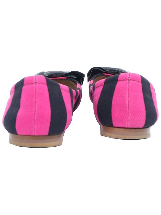 Prada Black Pink Striped Canvas Ribbon Decoration Women Flat Shoes 36 5 - PRADA - BALAAN 4