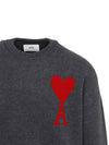 Big Heart Logo Wool Knit Top Grey - AMI - BALAAN 3