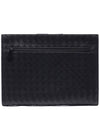 Intrecciato Document Clutch Bag Black - BOTTEGA VENETA - BALAAN 3