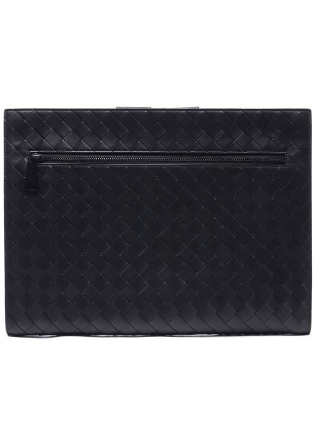 Intrecciato Document Clutch Bag Black - BOTTEGA VENETA - BALAAN 3