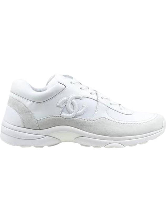 Cruz CC Logo Suede Low Top Sneakers White - CHANEL - BALAAN.