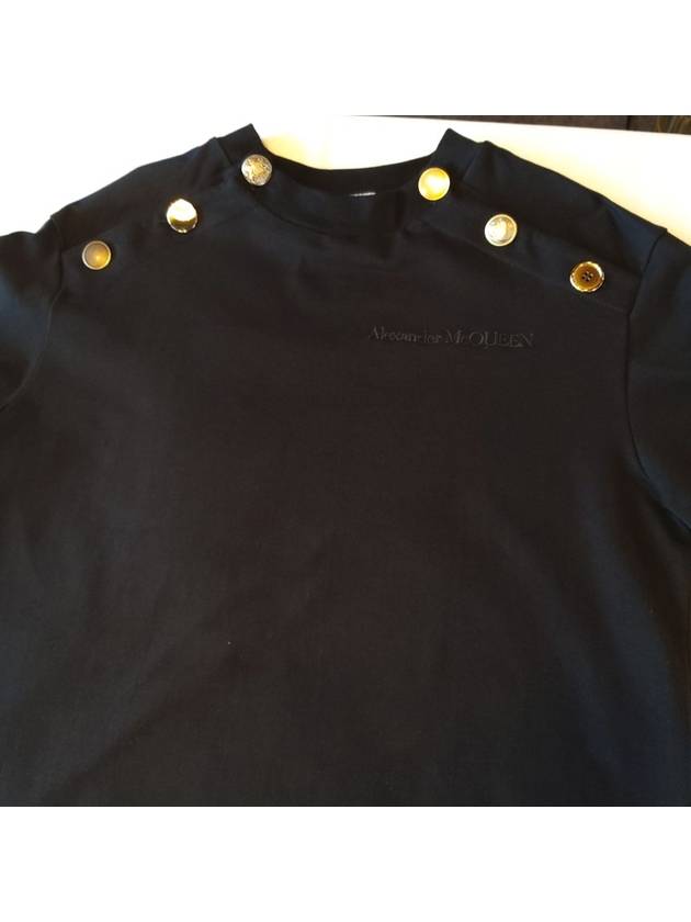 Buckle Short Sleeve T-Shirt Black - ALEXANDER MCQUEEN - BALAAN.