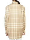 Women's Button Down Collar Check Cotton Long Sleeve Shirt Beige - BURBERRY - BALAAN 7