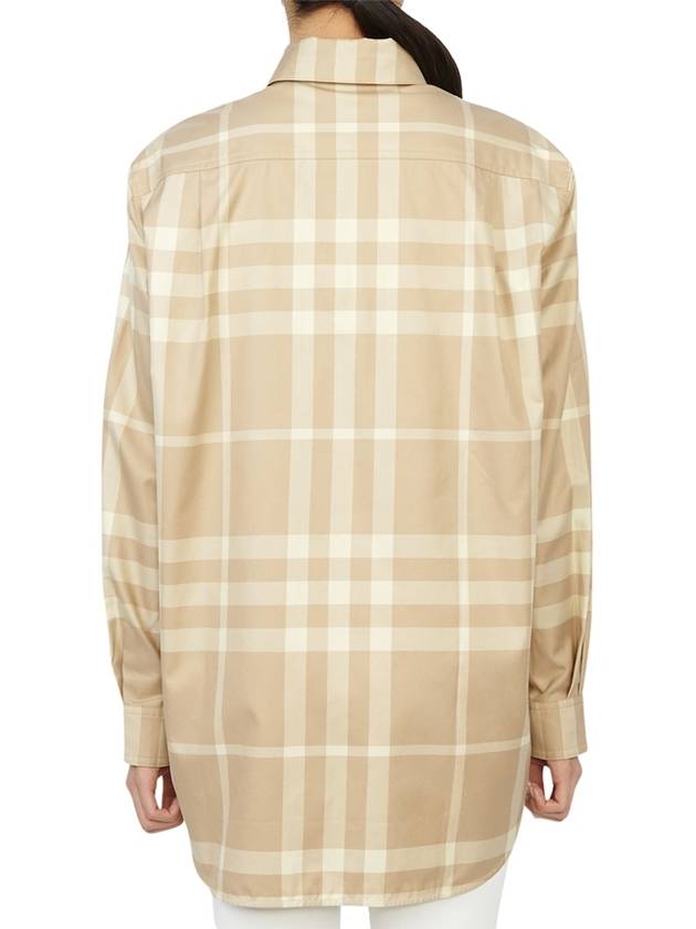 Women's Button Down Collar Check Cotton Long Sleeve Shirt Beige - BURBERRY - BALAAN 7