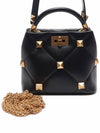 Roman Stud Small Top Handle Tote Bag Black - VALENTINO - BALAAN 2