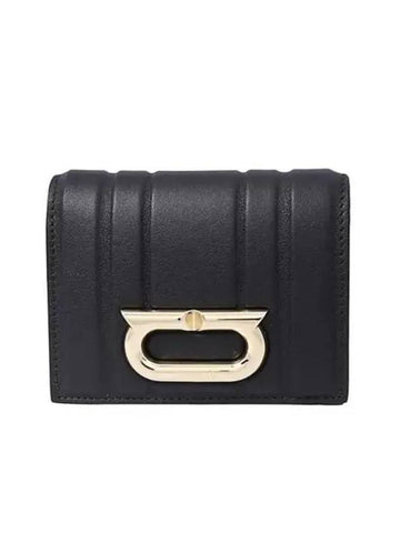 New Gancini Leather Half Wallet Black - SALVATORE FERRAGAMO - BALAAN 1