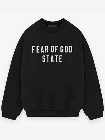 Heavy Fleece Logo Embroidered Crew Neck Sweatshirt Black 192BT246230F - FEAR OF GOD ESSENTIALS - BALAAN 1