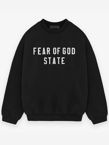 Heavy Fleece Logo Embroidered Crew Neck Sweatshirt Black 192BT246230F - FEAR OF GOD ESSENTIALS - BALAAN 1